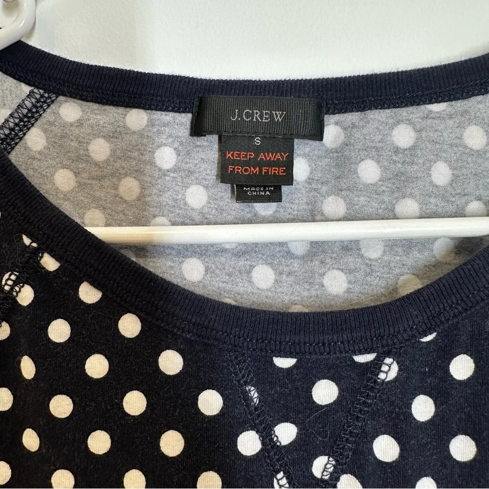 J. CREW Long Sleeve Navy Blue Polka Dot Shirt Dress Small